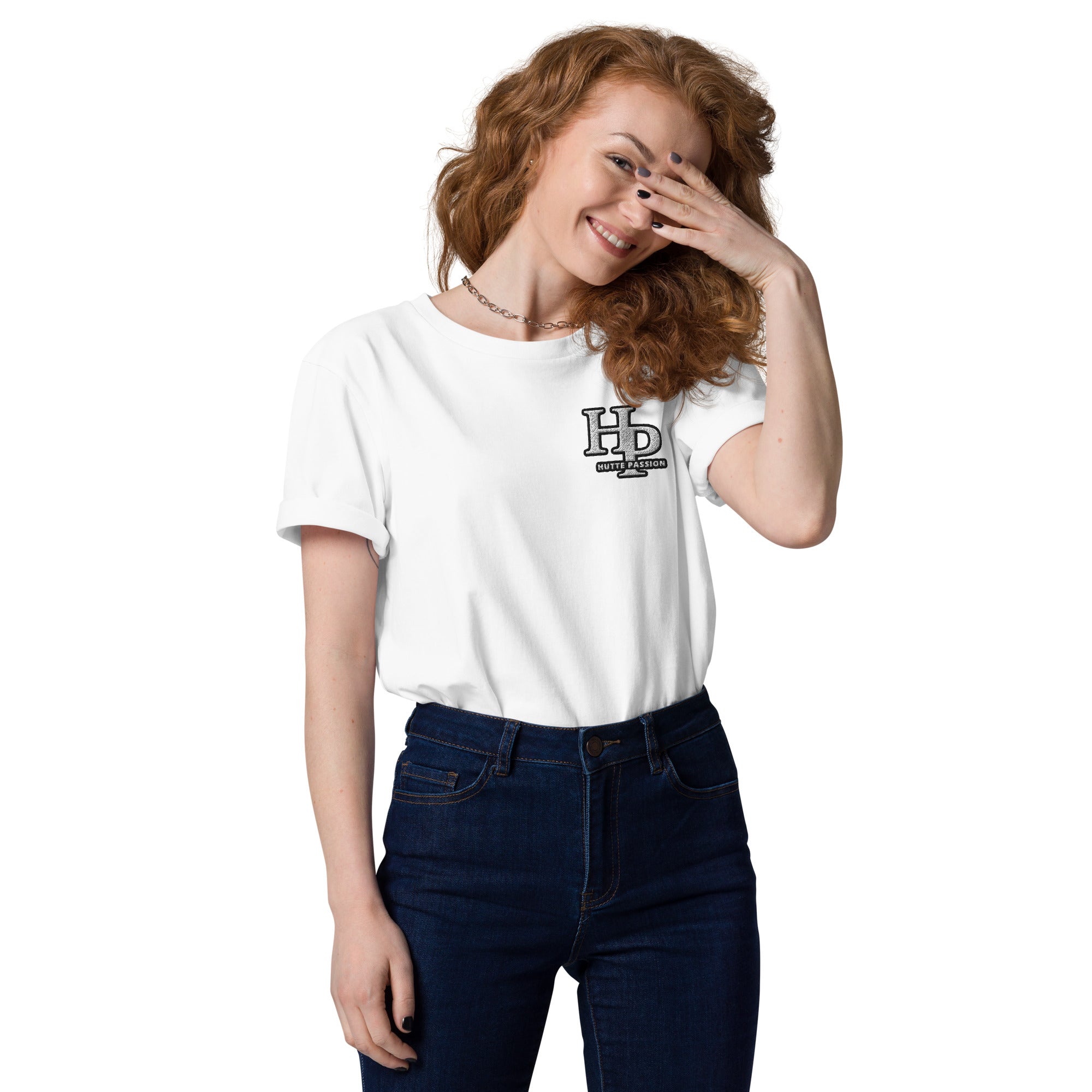 Collection Premium Blanc : T-shirt broderie plus manche droite